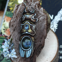 Load image into Gallery viewer, Blue and Gold Beetle Pendant with Labradorite