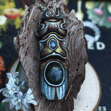 Load image into Gallery viewer, Blue and Gold Beetle Pendant with Labradorite