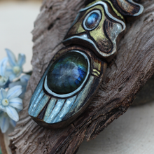 Load image into Gallery viewer, Blue and Gold Beetle Pendant with Labradorite