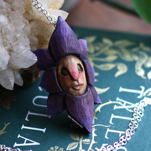 Load image into Gallery viewer, Purple Flower Being Pendant