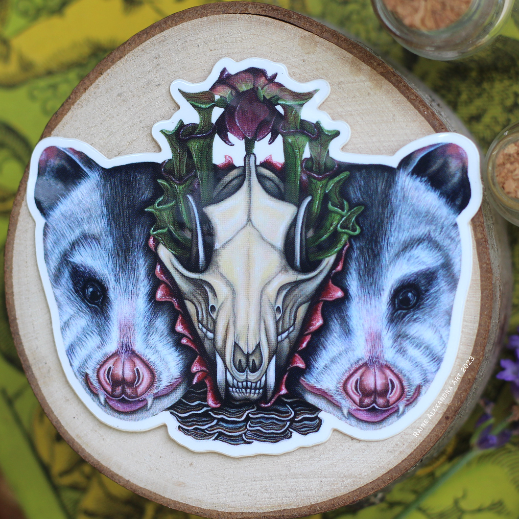 Together in Metamorphosis Opossums Sticker - 3 x 2.5 inches