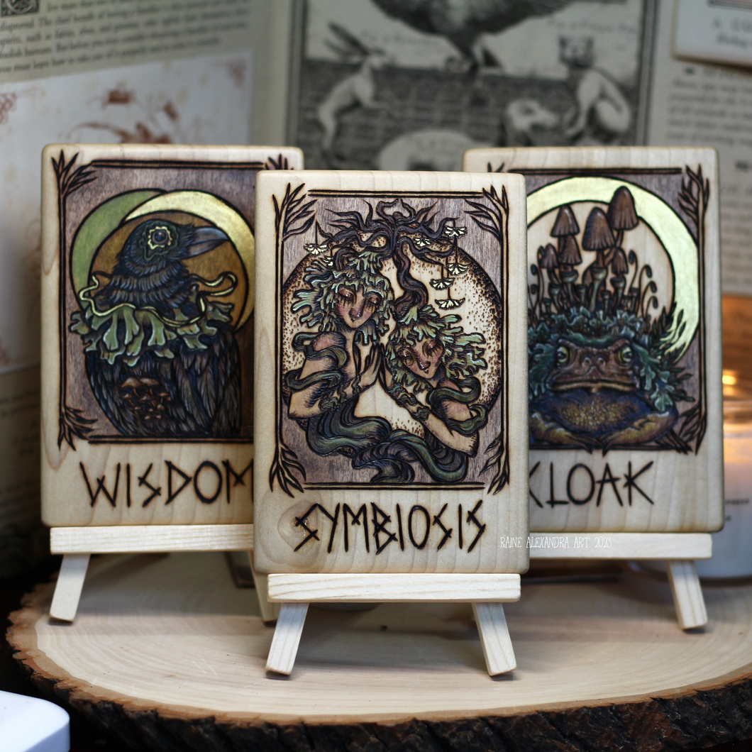 PREORDER One MYSTERY Card - Wood Burned Card with Description and Mini Easel